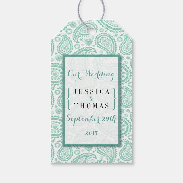 The Modern Paisley Wedding Collection - Green Geschenkanhänger (Vorderseite)