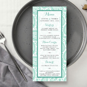 The Modern Paisley Wedding Collection - Green Menükarte