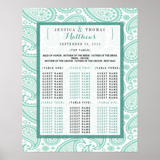 The Modern Paisley Wedding Collection - Green Poster (Vorne)