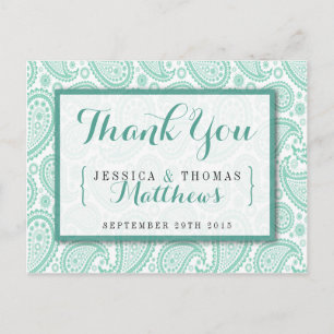 The Modern Paisley Wedding Collection - Green Postkarte