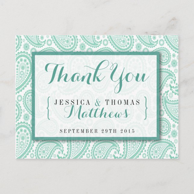 The Modern Paisley Wedding Collection - Green Postkarte (Vorderseite)
