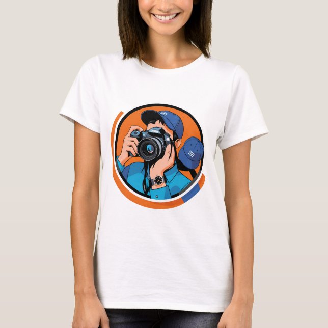 The Modern Shooter - Stilvolles Fotografen-Symbol T-Shirt (Vorderseite)