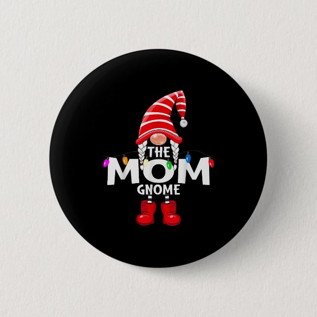 The Mom Gnome Christmas Matching Pajama  Button (Vorderseite)