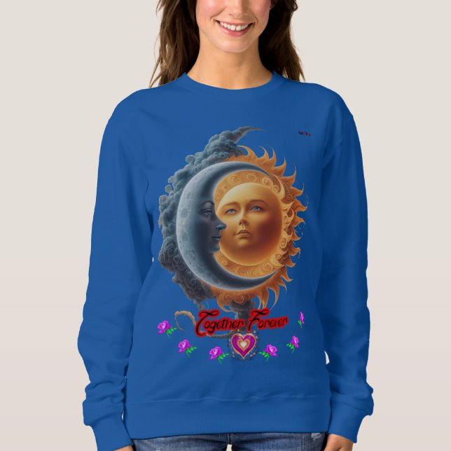 The Moon and the Sun together on a Blue Navy Sweatshirt (Vorderseite)