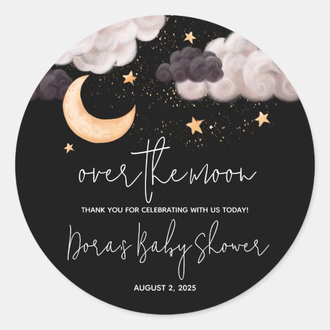 The Moon Nighttime Sky Baby Shower Vielen Dank Runder Aufkleber (Vorderseite)