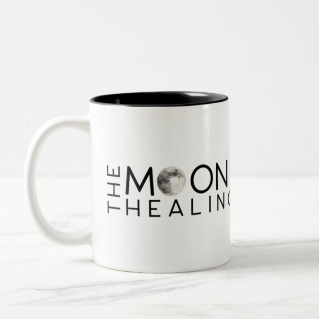 The Moon + Stone Healing Academy Logo T - Shirt Zweifarbige Tasse (Links)
