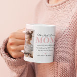 The Most Loved Mother Family Photo Kaffeetasse<br><div class="desc">Modern mothers day picture mug featuring the cute saying "the most loved mother",  2 photos of the children,  a pink heart,  their names,  and the caption "moms hold their children's hands for just a little while,  but their hearts forever".</div>