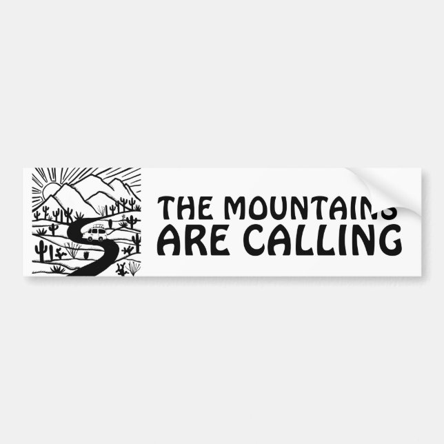 THE MOUNTAINS ARE CALLING vanlife camper RVing Autoaufkleber (Vorne)