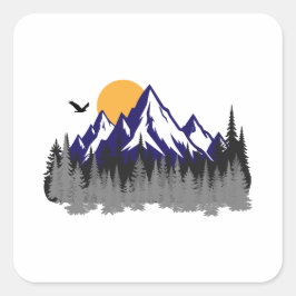 The mountains graphic hiking quadratischer aufkleber