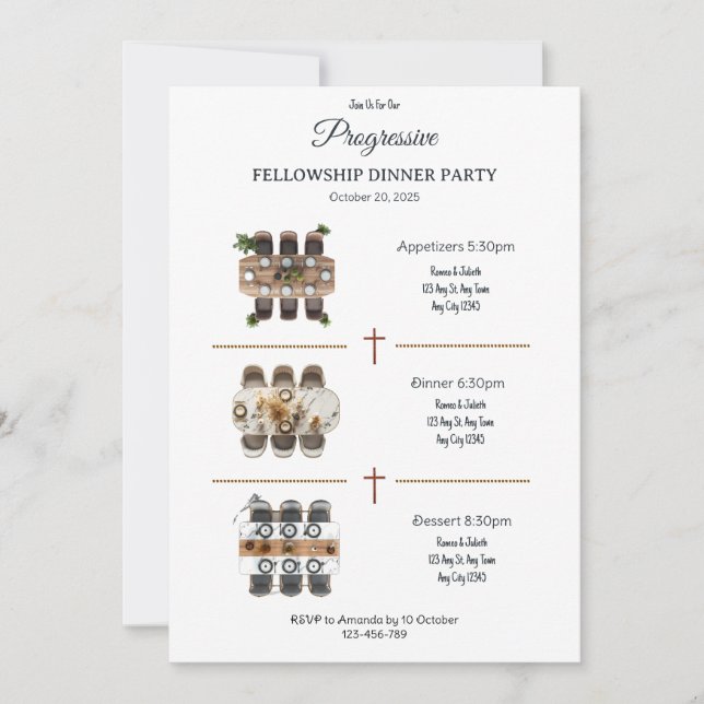 The Moving Feast Progressive Dinner Invitation Einladung (Vorderseite)