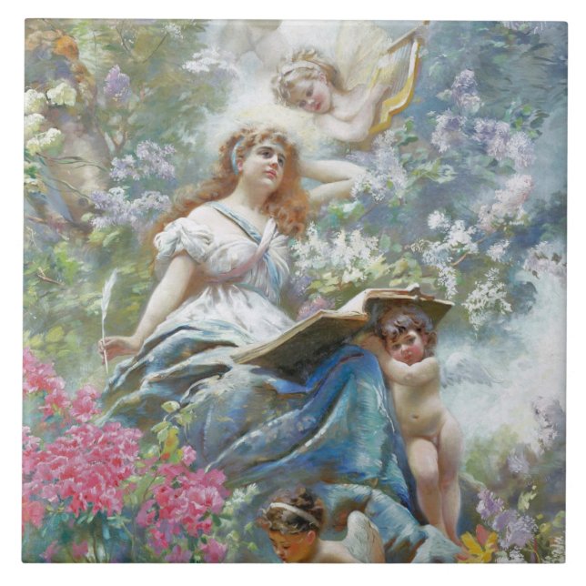 The Muse of Poesie (von Konstantin Makovsky) Fliese (Vorderseite)