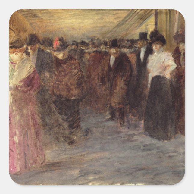 The Music Hall, c.1890 Quadratischer Aufkleber (Vorderseite)