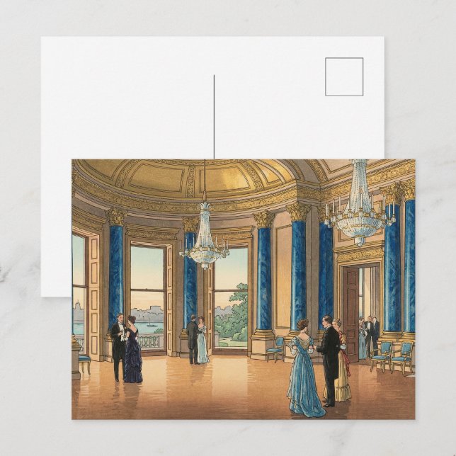 The Music Room of Buckingham Japanese Woodblock Pr Postkarte (Vorne/Hinten)