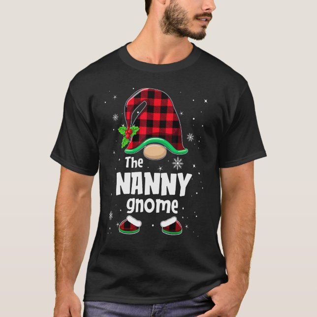 The Nanny Gnome Buffalo Plaid Christmas Matching F T-Shirt (Vorderseite)