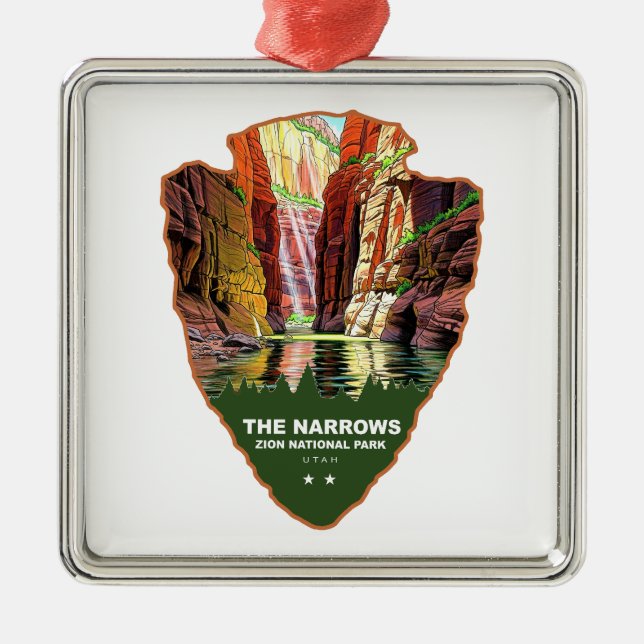 The Narrows Zion National Park Arrowhead Ornament Aus Metall (Vorne)