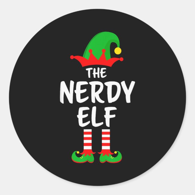 The Nerdy Elf Matching Family Christmas  Runder Aufkleber (Vorderseite)