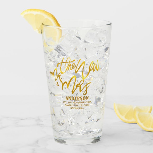 The New Mr and Mrs (Name, Datum, Ort) Gold Glas (Vorderseite Ice)