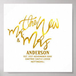 The New Mr and Mrs (Name, Datum, Ort) Gold Poster