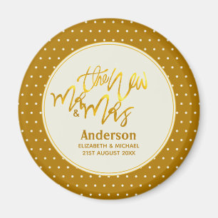 The New Mr. and Mrs (Name, Datum) Wedding Gold Dec Magnet
