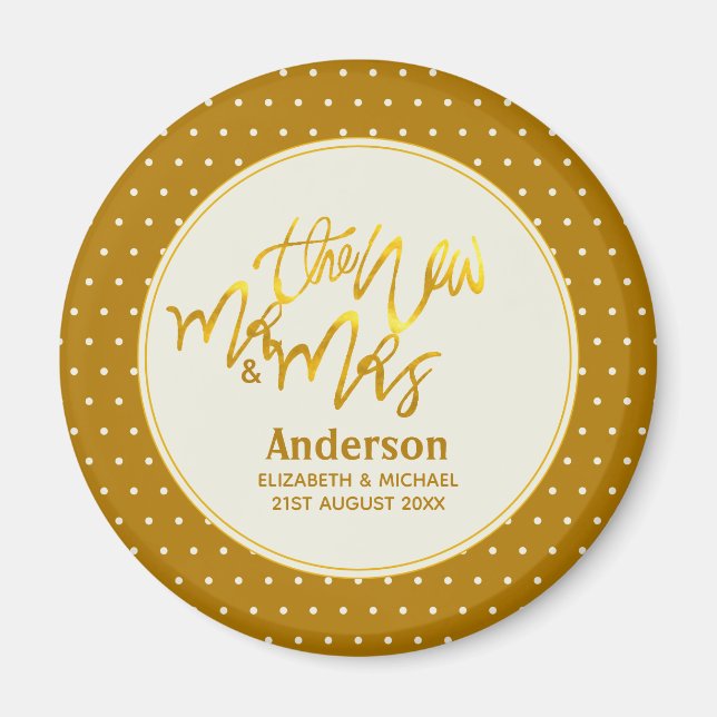 The New Mr. and Mrs (Name, Datum) Wedding Gold Dec Magnet (Vorne)
