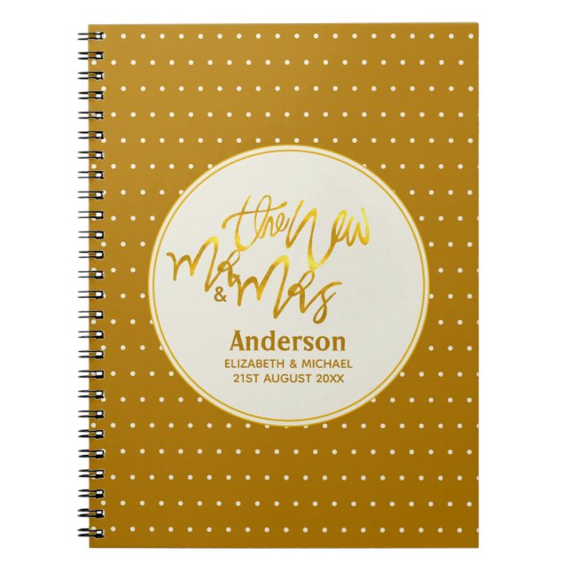 The New Mr. and Mrs (Name, Datum) Wedding Gold Dec Notizblock (Vorderseite)