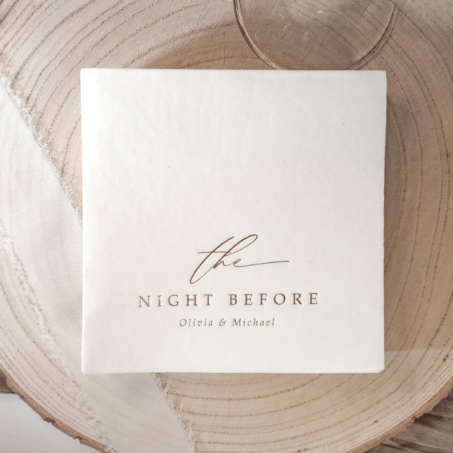 The Night Before Modern Rehearsal Dinner Wedding (The night before wedding rehearsal dinner napkins - personalized gold foil stamped)