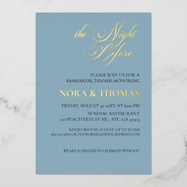 The Night Before Rehearsal Dinner Invitation Teal Folieneinladung (Vorderseite)