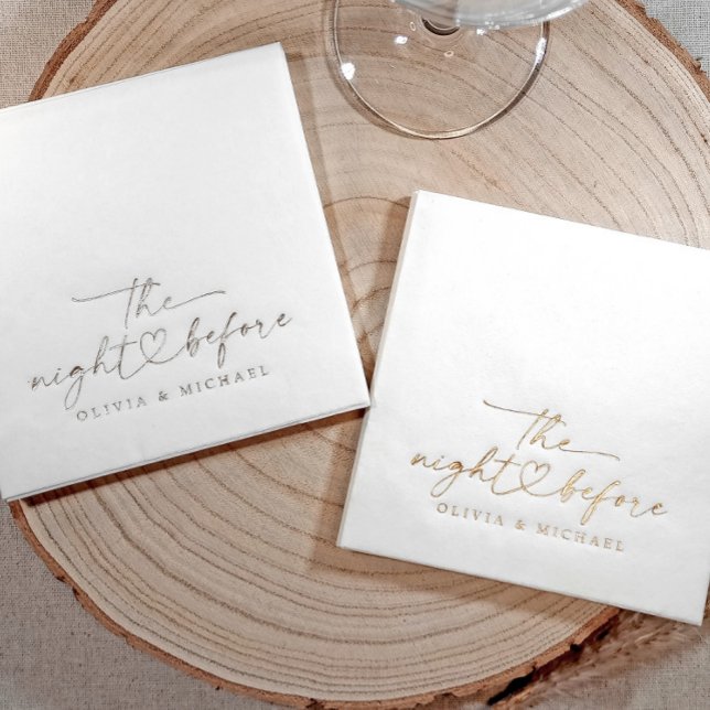 The Night Before Rehearsal Dinner Wedding Gold Servietten Mit Folie (The night before wedding rehearsal dinner napkins - custom foil stamped)