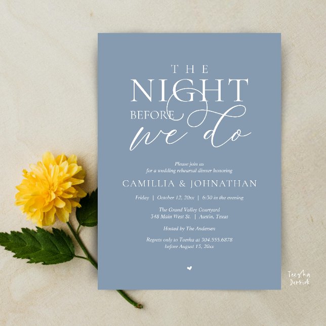 “The Night Before We Do” Modern Rehearsal Dinner Einladung (“The Night Before We Do” Modern Classy Rehearsal Dinner Reception Invitation Card Cream Grey)