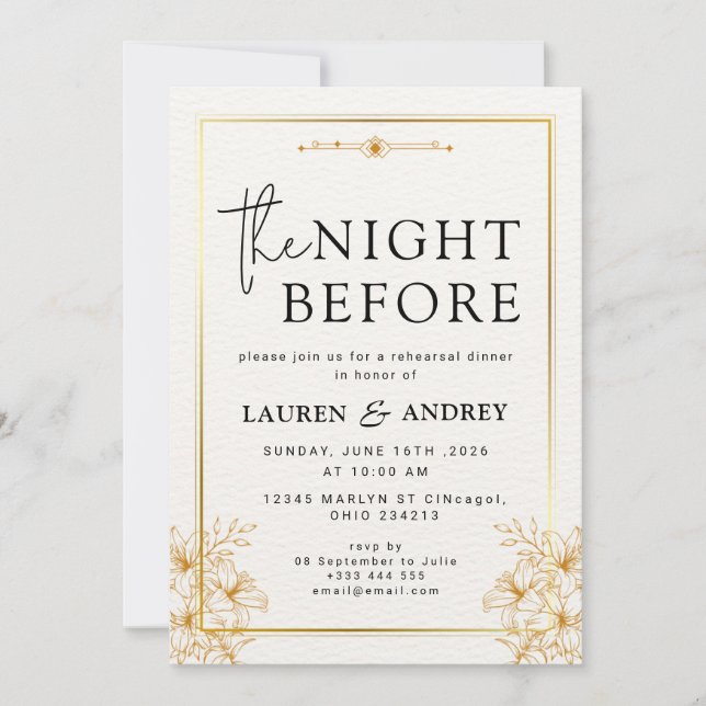 The Night Before Wedding Invitation (Devant)