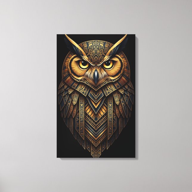 The Night Guardian – Abstract Owl with African  Leinwanddruck (Vorderseite)