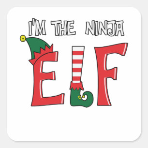 The Ninja Elf Family Matching Christmas Pajamas Quadratischer Aufkleber