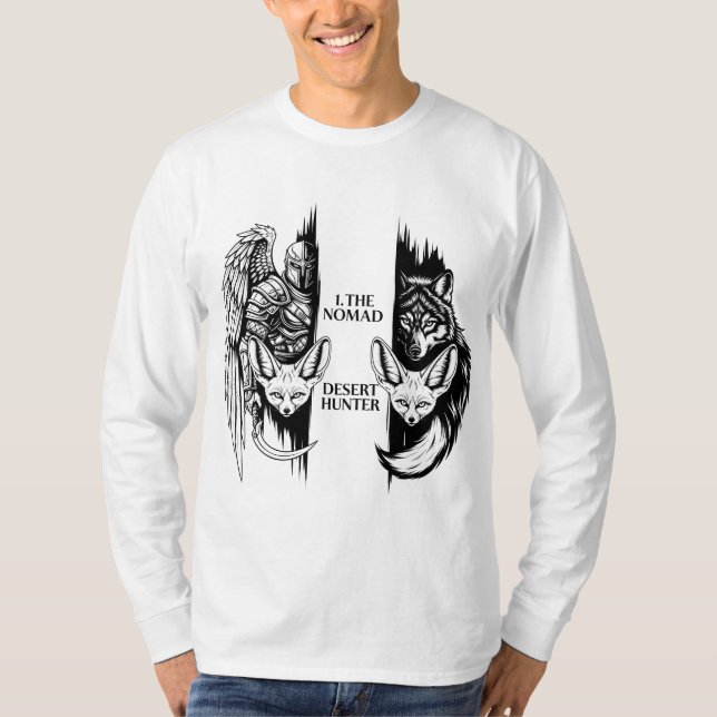The Nomad Desert Hunter - Fantasy Warrior Art T-Shirt (Vorderseite)