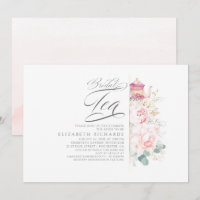 Thé nuptiale Fleurs roses Invitation de douche nup