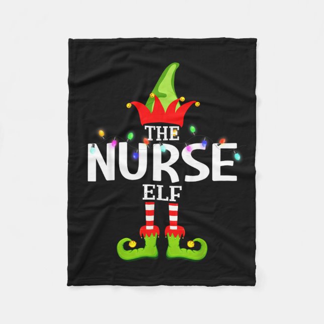 The Nurse Elf Christmas Matching Pajamas  Fleecedecke (Vorderseite)
