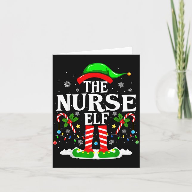 The Nurse Elf Christmas Nursing Funny Rn Christmas Karte (Vorderseite)