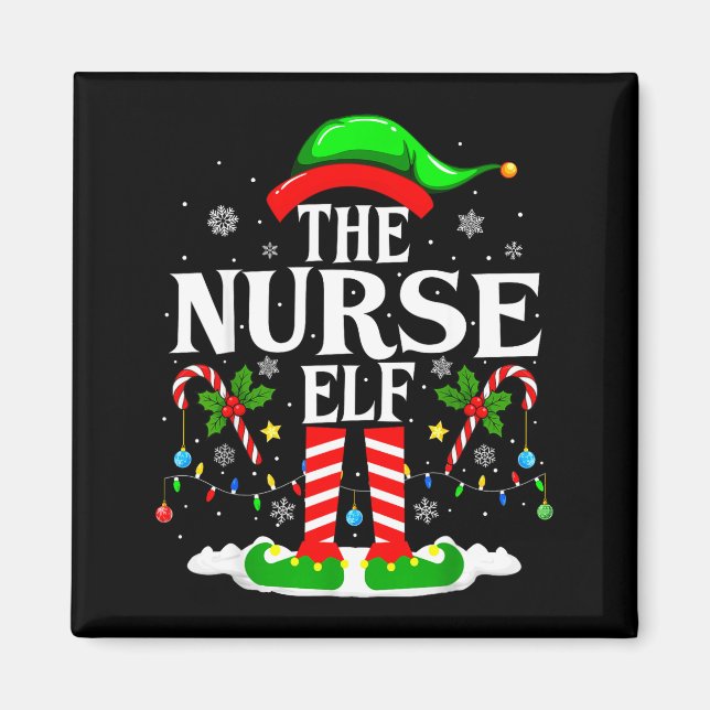 The Nurse Elf Christmas Nursing Funny Rn Christmas Magnet (Vorne)