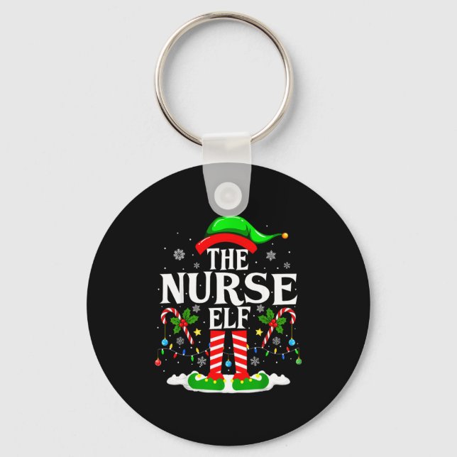 The Nurse Elf Christmas Nursing Funny Rn Christmas Schlüsselanhänger (Vorderseite)