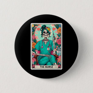 The Nurse Tarot Card Funny Skelett Nurse Hexy Button