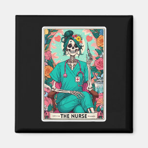 The Nurse Tarot Card Funny Skelett Nurse Hexy Magnet