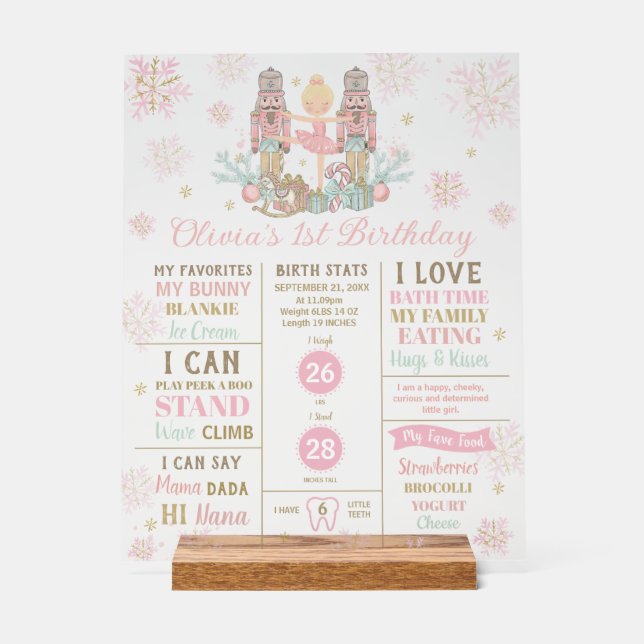 The Nutcracker 1st Birthday Milestone Birth Stats  (Recto)