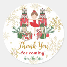 The Nutcracker Ballet Red Green Christmas Favor Runder Aufkleber