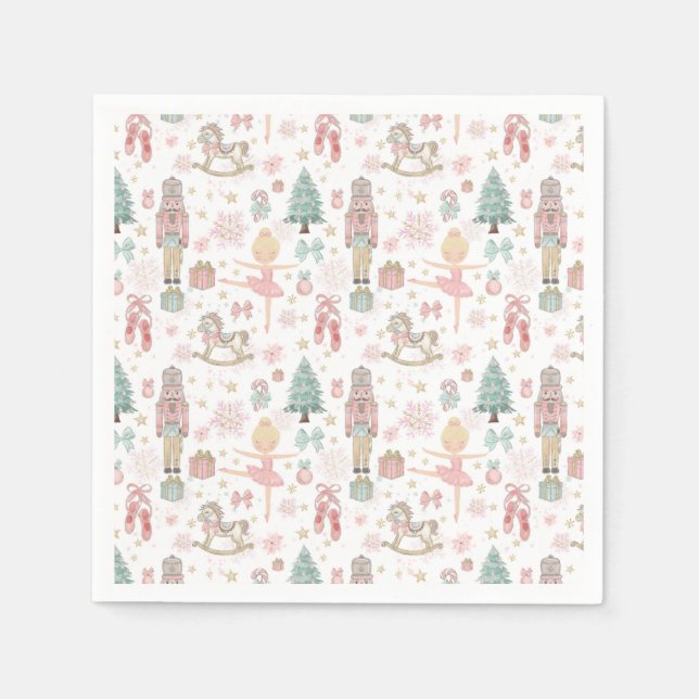 The Nutcracker Pink Christmas Ballet 1st Birthday  Serviette (Vorderseite)