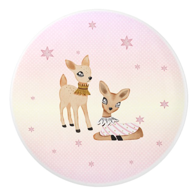 The Nutcracker Suite - Deer Fawns Keramik Knock Keramikknauf (Vorderseite)