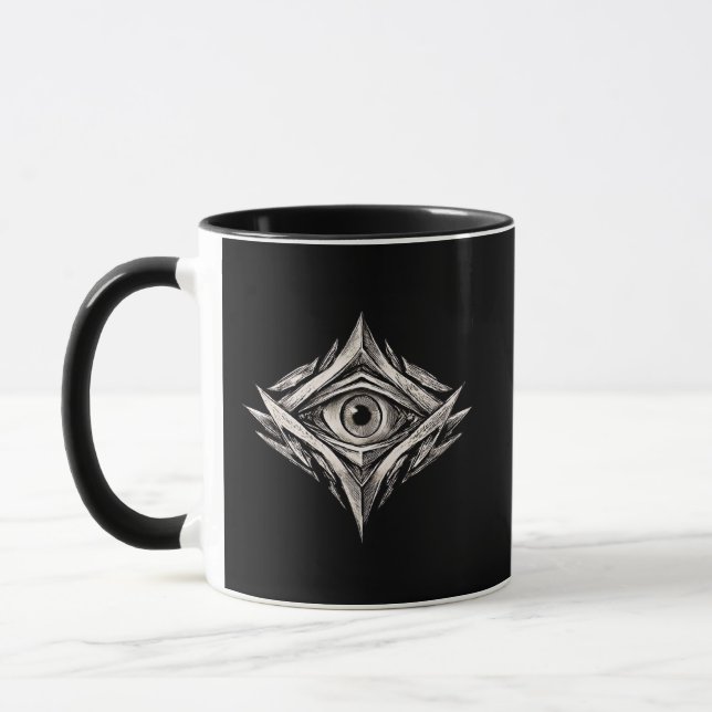 The Observer Core – Geometrisches Auge der Achtsam Tasse (Links)