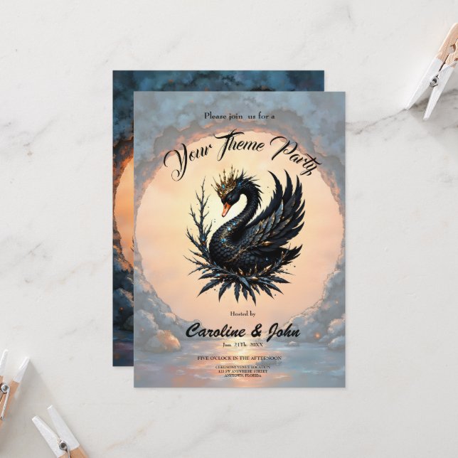 The Obsidian Swan of Moonlit Grace.  Einladung (Vorderseite/Rückseite Beispiel)