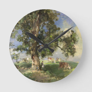The Old Ash Tree (oil on canvas) Runde Wanduhr