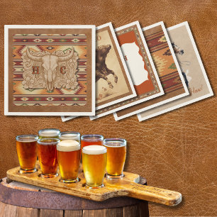 The Old West Frontier Leather Patch Cocktail Napf Serviette