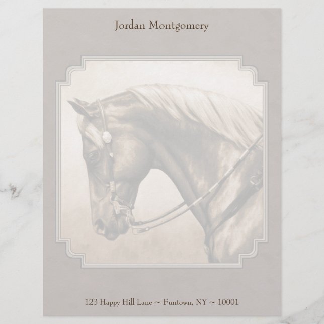 The Old West Quarter Horse Sepia Brown Briefbogen (Vorderseite)