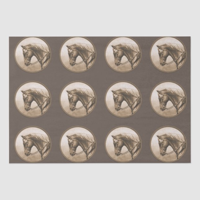 The Old West Quarter Horse Sepia Brown Seidenpapier (Vorderseite)